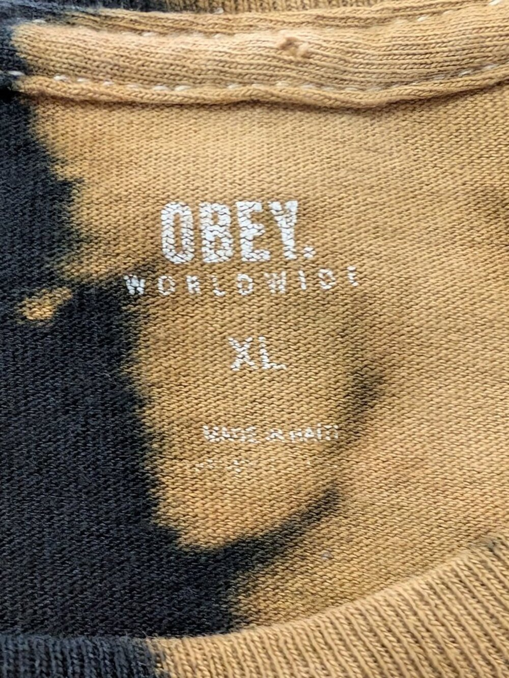 OBEY T Shirt Men's XL Black Brown Tie Dye Short Sleeve Logo - Picture 5 of 10